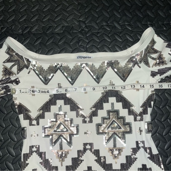 Express Sequin Off the Shoulder Dress Cocktail Party Embellished Size Medium - Picture 4 of 10